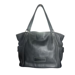 Dooney & Bourke Black Pebbled Leather Tote Bag White Stitching Classic